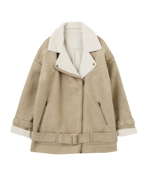 EVRIS（エヴリス）の「フェイクムートンライダース（ジャケット/アウター・レディース・ベージュ/キャメル・F）」の2枚目の写真