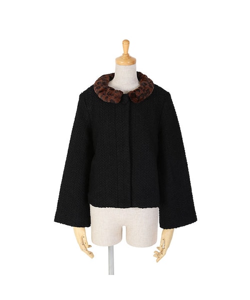 an another angelus(アンアナザーアンジェラス)の「レオパードファー衿ショートコート/an another angelus(その他アウター・レディース・その他)」の1枚目の写真