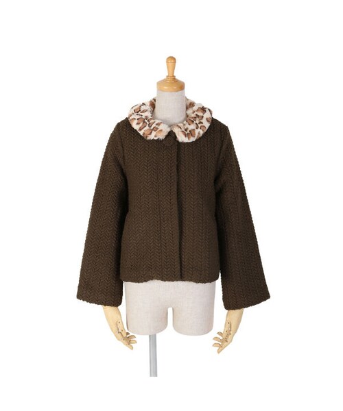 an another angelus(アンアナザーアンジェラス)の「レオパードファー衿ショートコート/an another angelus(その他アウター・レディース・その他)」の2枚目の写真