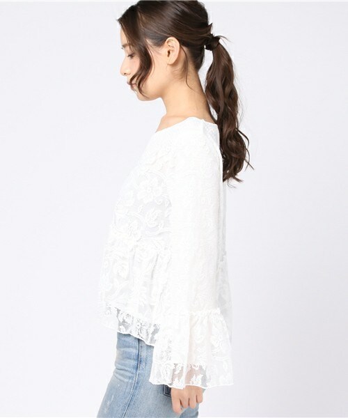 archives（アルシーヴ）の「レース刺繍プルオーバー（シャツ/ブラウス・レディース・オフホワイト/ブラック/ピンク・MEDIUM）」の5枚目の写真