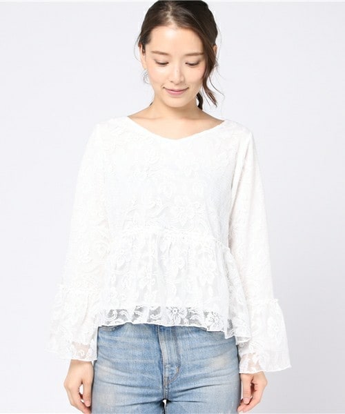 archives（アルシーヴ）の「レース刺繍プルオーバー（シャツ/ブラウス・レディース・オフホワイト/ブラック/ピンク・MEDIUM）」の4枚目の写真