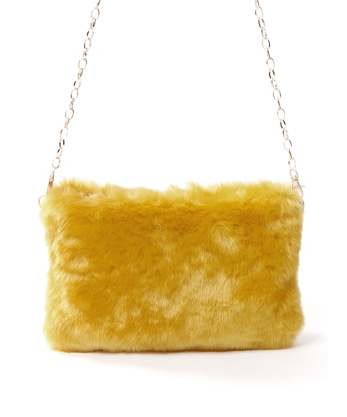 GRL（グレイル）の「ファーチェーンバッグ（ショルダーバッグ・レディース・ブラック/ブラウン/ベージュ/ボルドー/グレージュ/ピンク/ネイビー/グレー/オフホワイト/マスタード/グリーン・F）」の7枚目の写真