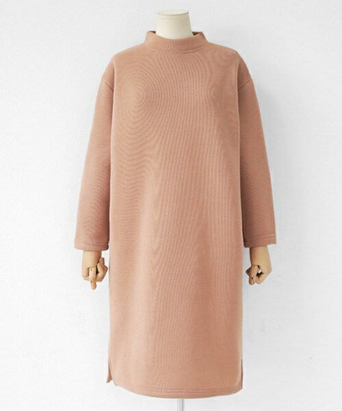 DHOLIC(ディーホリック)の「裏起毛モックネックワンピース(ワンピース・レディース・ベージュ/ワイン/ネイビー/ブラック/ピンク・FREE)」の1枚目の写真