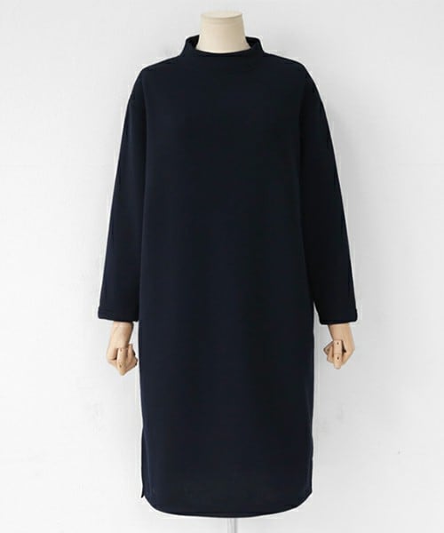 DHOLIC(ディーホリック)の「裏起毛モックネックワンピース(ワンピース・レディース・ベージュ/ワイン/ネイビー/ブラック/ピンク・FREE)」の2枚目の写真