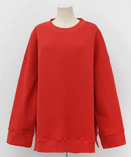 DHOLIC(ディーホリック)の「裏起毛サイドスリットボクシースウェットプルオーバー(スウェット・レディース・ベージュ/ディープグレー/レッド・FREE)」の3枚目の写真