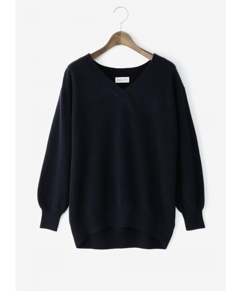PLST（プラステ）の「紡毛ウールカシミヤVネックボリュームスリーブ