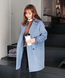 DHOLIC | ラグランスリーブダブルボタンコート(チェスターコート)