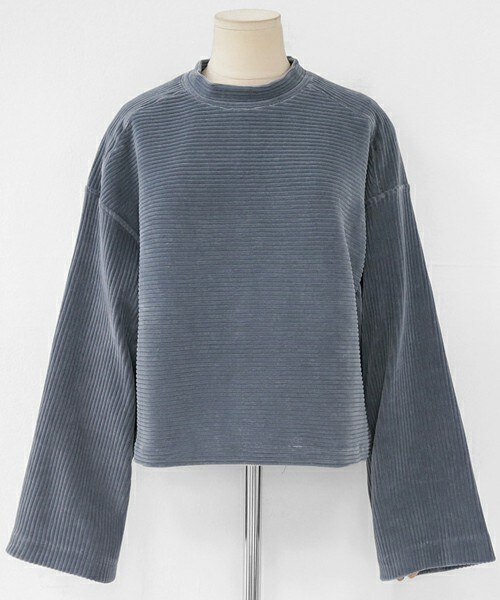 DHOLIC（ディーホリック）の「ワイドスリーブコーデュロイTシャツ（Tシャツ/カットソー・レディース・ネイビー/ベージュ/ブラック/ブルーグレー/ブラウン・FREE）」の3枚目の写真