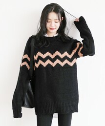 DHOLIC | ジグザグラインニットプルオーバー(ニット/セーター)