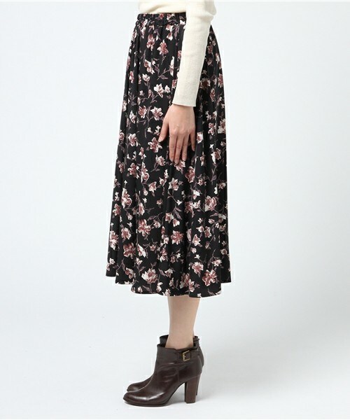 archives（アルシーヴ）の「花柄ミディ丈スカート（スカート・レディース・アイボリー/ブラック・MEDIUM）」の4枚目の写真