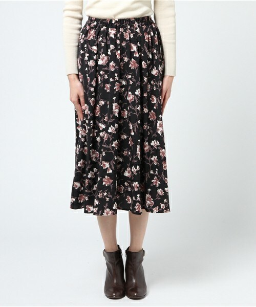 archives（アルシーヴ）の「花柄ミディ丈スカート（スカート・レディース・アイボリー/ブラック・MEDIUM）」の3枚目の写真