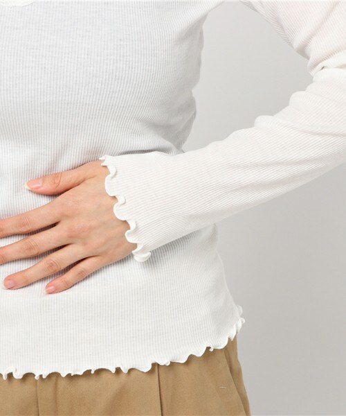 archives（アルシーヴ）の「Vネックレースメロープルオーバー（Tシャツ/カットソー・レディース・オフホワイト/ブラック/グレー・MEDIUM）」の8枚目の写真