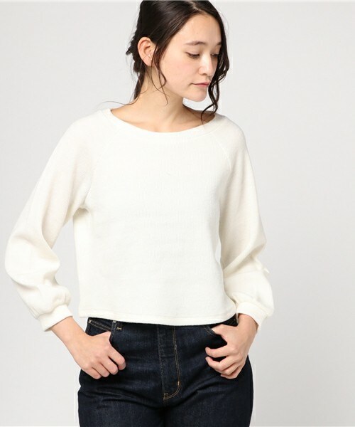 archives(アルシーヴ)の「ボリューム袖トップス(Tシャツ/カットソー・レディース・オフホワイト/ネイビー/サックスブルー・MEDIUM)」の1枚目の写真