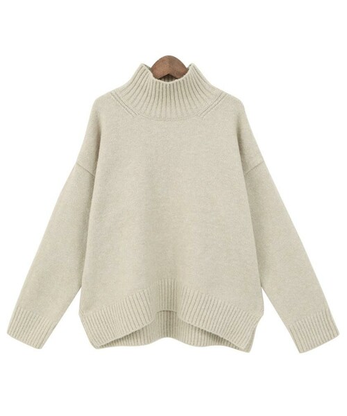 Dailyabout(デイリーアバウト)の「サイドスリットプチハイネックルーズフィットニット(P0000WGG)(ニット/セーター・レディース・ベージュ、ブラック、チャコール、アイボリー・FREE)」の1枚目の写真