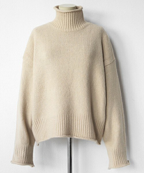 DHOLIC（ディーホリック）の「ドロップショルダーリブタートルネックニットプルオーバー（ニット/セーター・レディース・ネイビー/ベージュ/グレー/ワイン・FREE）」の3枚目の写真