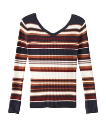 GRL | マルチボーダーVネックニットトップス(ニット/セーター)