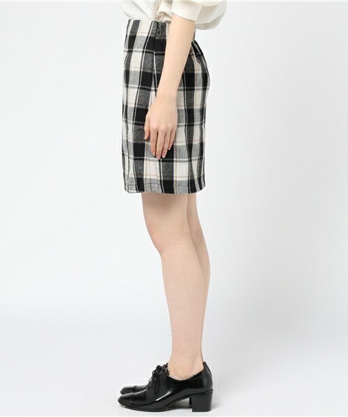 archives（アルシーヴ）の「チェックウールタイトスカート（スカート・レディース・ブラック/ベージュ・MEDIUM）」の4枚目の写真