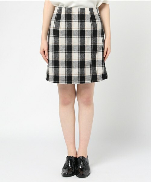 archives（アルシーヴ）の「チェックウールタイトスカート（スカート・レディース・ブラック/ベージュ・MEDIUM）」の3枚目の写真