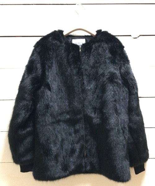 archives（アルシーヴ）の「【予約】ノーカラーフェイクファーコート（ノーカラージャケット・レディース・ブラック/ベージュ/ピンク・MEDIUM）」の6枚目の写真