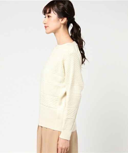 INTERPLANET（インタープラネット）の「編み柄クルードルマンP/O（ニット/セーター・レディース・オフホワイト/グレー/ボルドー・FREE）」の5枚目の写真