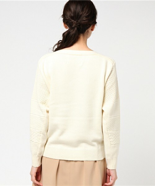 INTERPLANET（インタープラネット）の「編み柄クルードルマンP/O（ニット/セーター・レディース・オフホワイト/グレー/ボルドー・FREE）」の6枚目の写真