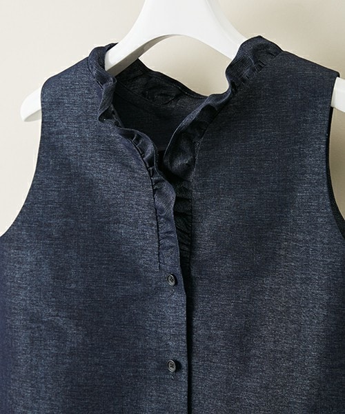 LUDLOW - TARO HORIUCHI/デニムフリルカラーブラウス　size1 TARO HORIUCHI（タロウ ホリウチ）の「TARO HORIUCHI デニム