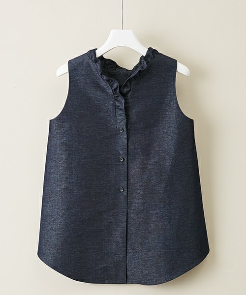 LUDLOW - TARO HORIUCHI/デニムフリルカラーブラウス　size1 TARO HORIUCHI（タロウ ホリウチ）の「TARO HORIUCHI デニム