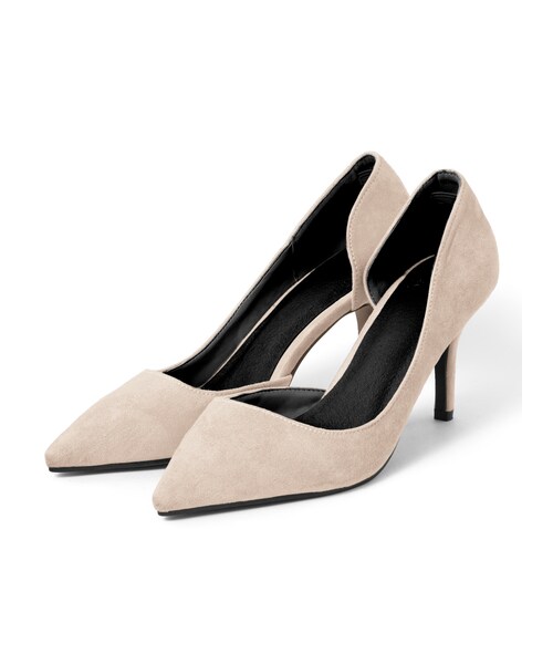 GRL（グレイル）の「ポインテッドトゥサイドオープンスエードパンプス（パンプス・レディース・ブラック/キャメル/グレー/ピンク/ベージュ/グリーン/パイソン/ボルドー/アイボリー/マスタード/レオパード・24.5）」の2枚目の写真