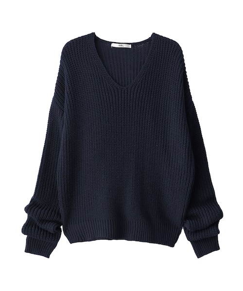 GRL（グレイル）の「ロングスリーブVネックニットトップス（ニット/セーター・レディース・ピンク/レッド/ブラック/ブルー/ネイビー/パープル/グレー/ボルドー/アイボリー/ベージュ/キャメル/オレンジ/マスタード/モカ/濃いピンク・F）」の10枚目の写真