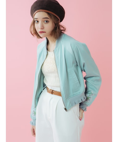 dazzlin（ダズリン）の「【sw】リバーシブル刺繍ブルゾン（ジャケット/アウター・レディース・オフホワイト/ピンク/ミントグリーン・F）」の6枚目の写真