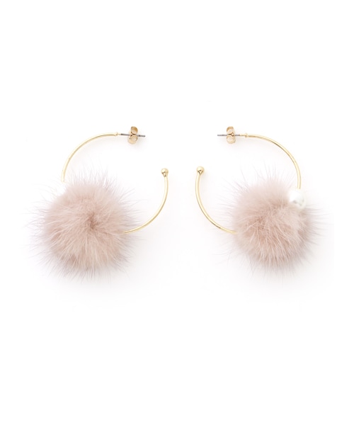 GRL（グレイル）の「ミンクファーフープピアス（ピアス（両耳用）・レディース・ブルー/ピンク/ホワイト/ベージュ・F）」の2枚目の写真
