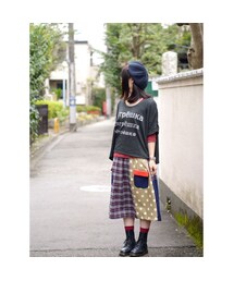 NIRAME.CO | お手伝いスカート　チェック✖️ドット　2色(スカート)