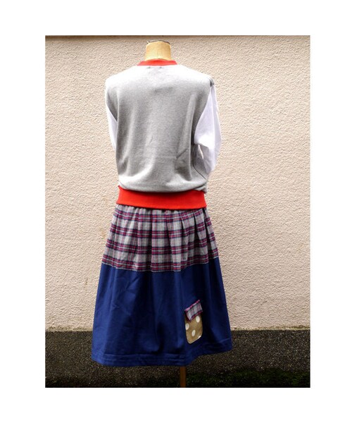 NIRAME.CO（ニラメッコ）の「お手伝いスカート　チェック✖️ドット　2色（スカート・レディース・その他）」の4枚目の写真