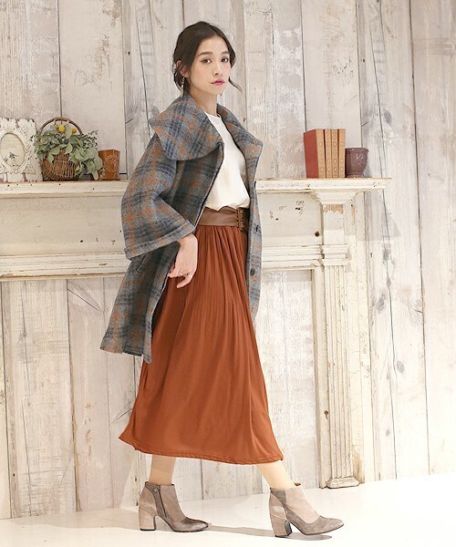 Bou Jeloud（ブージュルード）の「カットプリーツスカート（スカート・レディース・ブラック/チャコールグレー/ブラウン・38）」の8枚目の写真
