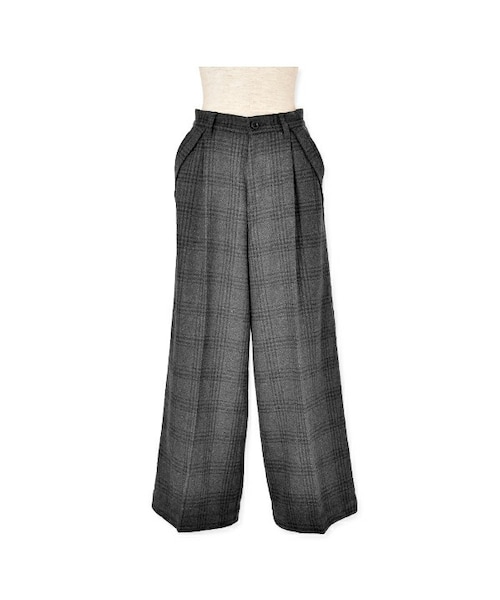 flower（フラワー）の「wool check pants ～ｳｰﾙﾁｪｯｸﾊﾟﾝﾂ（その他パンツ・レディース・brown/gray・FREE）」の2枚目の写真