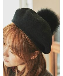 KORMARCH | ダチョウファーポイントベレー帽(ハンチング/ベレー帽)