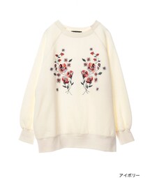 w closet | 刺繍入り裏起毛ビッグプルオーバー(トップス)