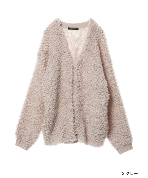 w closet(ダブルクローゼット)の「ループ編みカーディガン(トップス・レディース・Sグレー/グレージュ/チェリーピンク/Dオレンジ・FREE)」の1枚目の写真