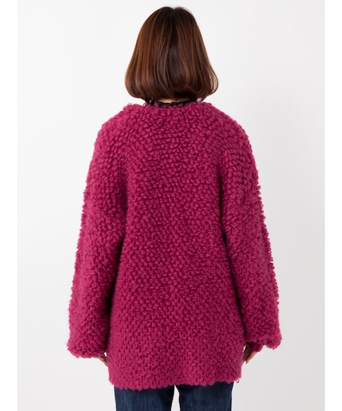 w closet(ダブルクローゼット)の「ループ編みカーディガン(トップス・レディース・Sグレー/グレージュ/チェリーピンク/Dオレンジ・FREE)」の7枚目の写真