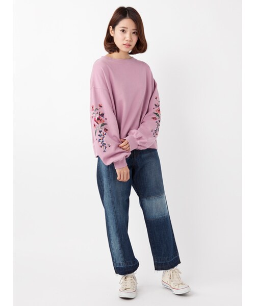 w closet（ダブルクローゼット）の「バッチワークデニムパンツ（パンツ・レディース・ネイビー/ブラック・FREE）」の13枚目の写真