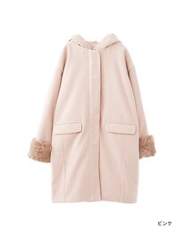 w closet | ラビットファー袖フードコート(ジャケット/アウター)