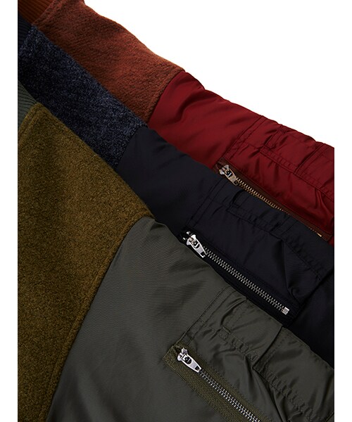 w closet(ダブルクローゼット)の「異素材切替ロングMA-1(ジャケット/アウター・レディース・カーキ/チャコール/Dキャメル・FREE)」の12枚目の写真