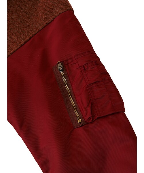 w closet(ダブルクローゼット)の「異素材切替ロングMA-1(ジャケット/アウター・レディース・カーキ/チャコール/Dキャメル・FREE)」の9枚目の写真