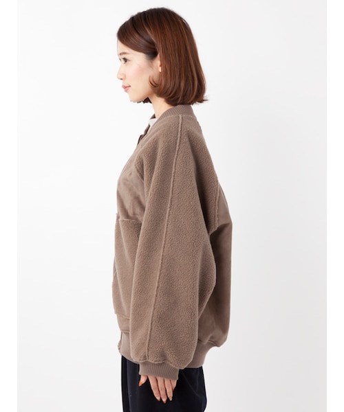 w closet（ダブルクローゼット）の「フェイクムートンリバーシブルブルゾン（ジャケット/アウター・レディース・Lベージュ/Sグレー/モカ・FREE）」の6枚目の写真