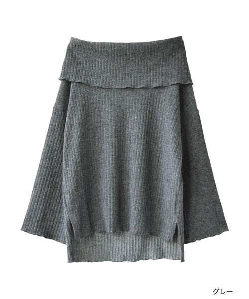 w closet（ダブルクローゼット）の「ワイドリブオフショルプルオーバー（トップス・レディース・ブラウン/エンジ/ブラック/グレー・FREE）」の2枚目の写真