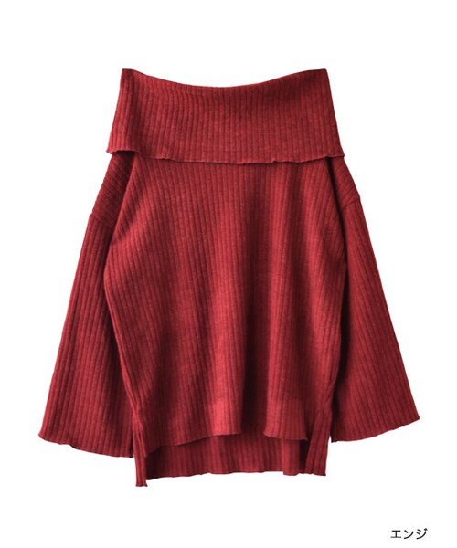 w closet（ダブルクローゼット）の「ワイドリブオフショルプルオーバー（トップス・レディース・ブラウン/エンジ/ブラック/グレー・FREE）」の4枚目の写真