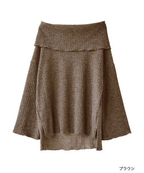 w closet（ダブルクローゼット）の「ワイドリブオフショルプルオーバー（トップス・レディース・ブラウン/エンジ/ブラック/グレー・FREE）」の3枚目の写真