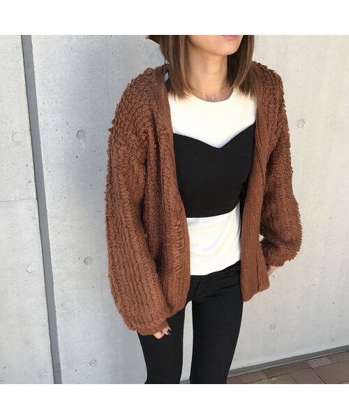 copine（コピン）の「★再入荷★新色追加！もこもこループ編みニットカーデ(color)【9color】（カーディガン/ボレロ・レディース・その他）」の2枚目の写真