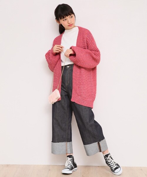 LOWRYS FARM（ローリーズファーム）の「ＣＯＮＥワイドパンツ（パンツ・ブルーオリカエシ/ブルーキリカエ/ワンウォッシュオリカエシ）」の4枚目の写真