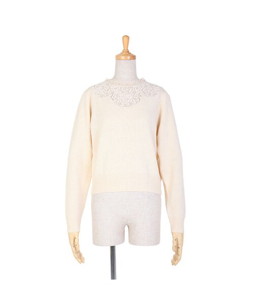 an another angelus（アンアナザーアンジェラス）の「スカラップレースヨークニットプルオーバー/an another angelus（ニット/セーター・レディース・その他）」の4枚目の写真